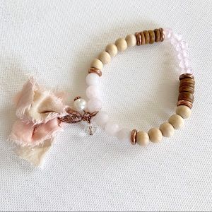 Wood Bead & Tassel Stretch Bracelet